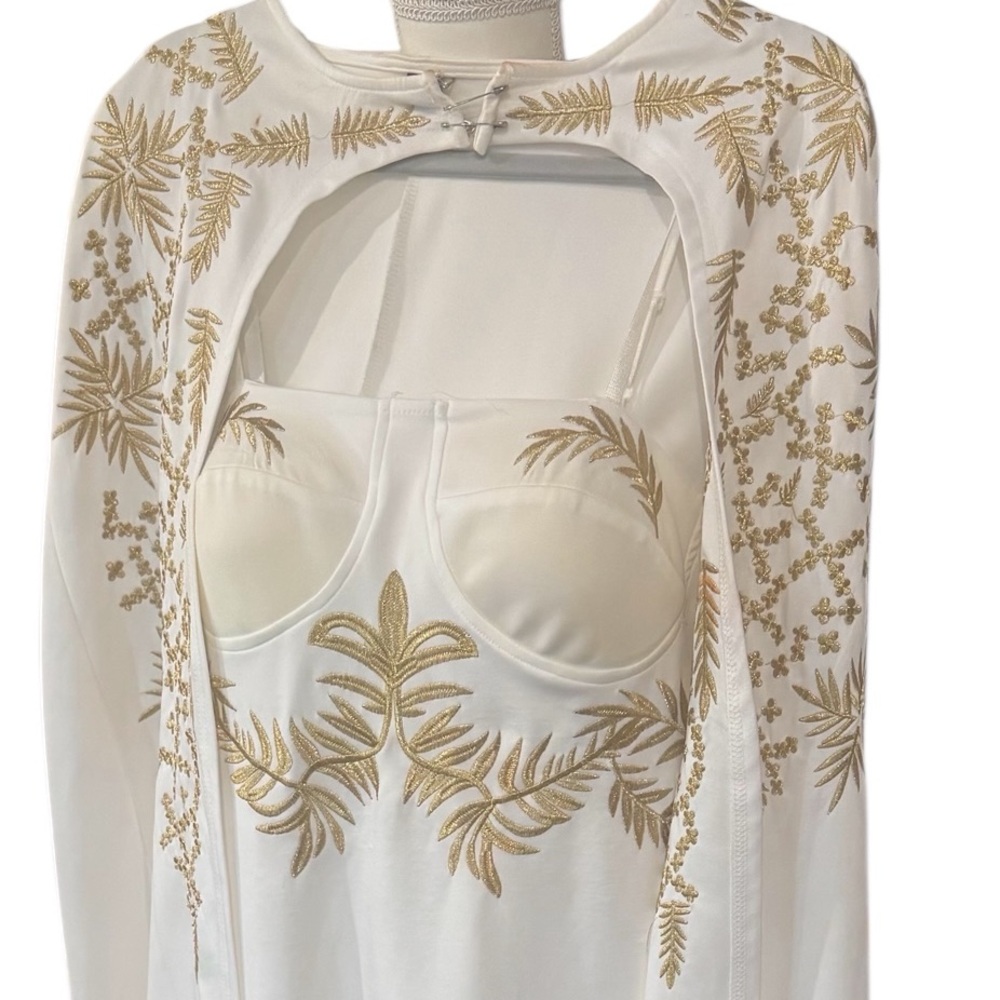 H&M Ivory Dress with Metallic Leaf Detail